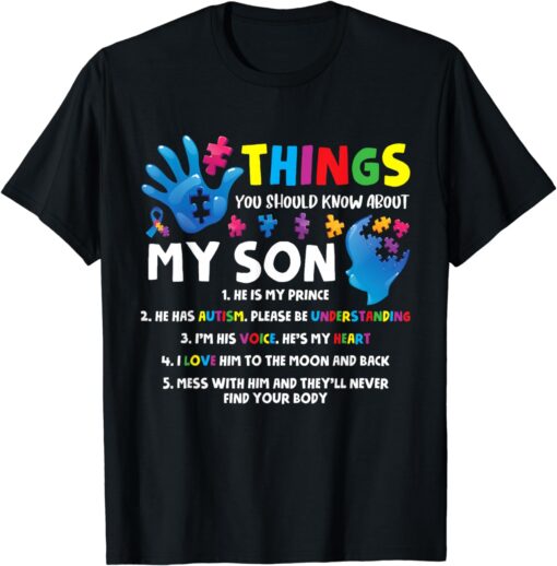 Autistic Son Autism Awareness Support For Mom Dad Parents T-Shirt