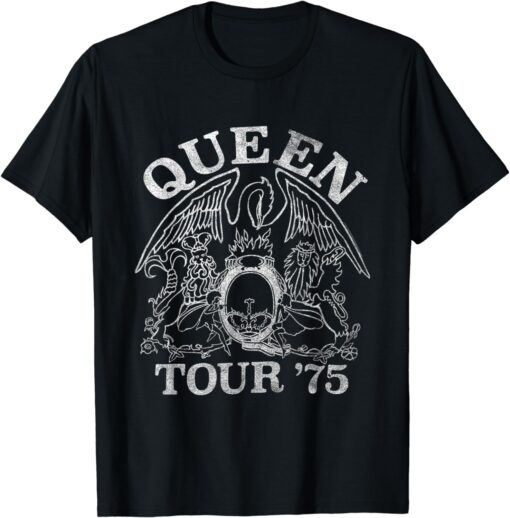 Queen Official Tour 75 Crest Logo T-Shirt