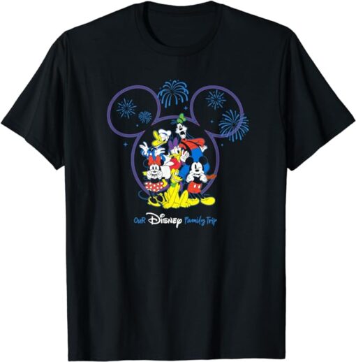 Disney Mickey and Friends Fireworks Our Disney Family Trip T-Shirt