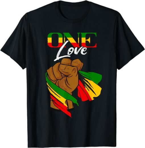 One Love Handfist Jamaica Reggae Music Lover Rasta Reggae T-Shirt