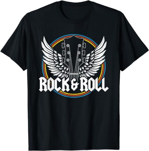 Retro Vintage Rock & Roll Guitar Wings Music Concert Band T-Shirt