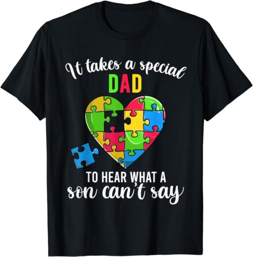 Fun Heart Puzzle Shirts, Dad Autism Awareness Family Support T-Shirt