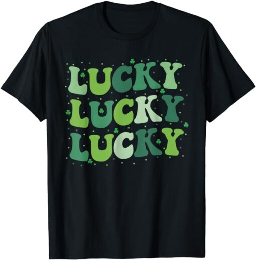 Cute St Patricks Day Lucky Retro Groovy Green Shamrock Irish T-Shirt