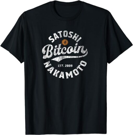 Bitcoin Satoshi Nakamoto Est 2009 Crypto Blockchain Wallet T-Shirt