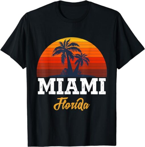 Cool Vintage Miami Beach Skyline I Love Miami Florida, Miami T-Shirt