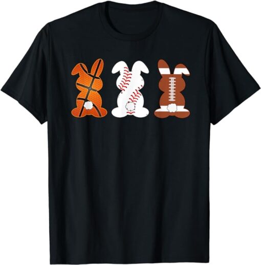 Basketball Baseball Football Sports Easter Bunny Rabbits T-Shirt