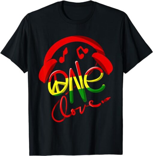 Jamaica One Love Reggae Caribbean Music Pride Flag T-Shirt