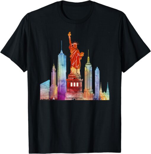 New York City Watercolour Statue of Liberty NYC T-Shirt