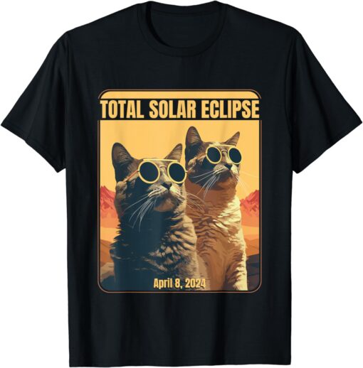 2024 Total Solar Eclipse April 8 Eclipse Cats T-Shirt