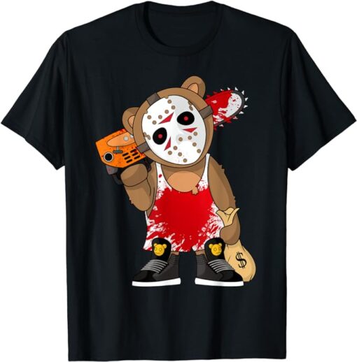 Hockey Teddy Bear Parody Horror 13th Hip Hop Halloween T-Shirt