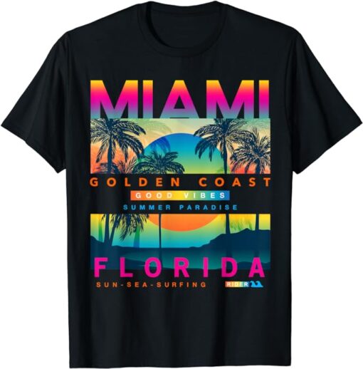 Wear Miami Florida T shirts, Miami Colorful Sunrise graphic T-Shirt