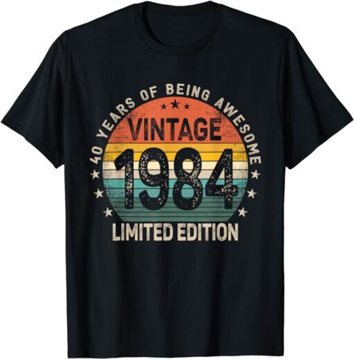 40 Years Old 1984 Vintage 40th Birthday Men Women T-Shirt