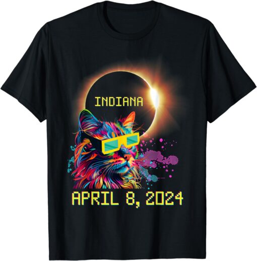 Totality Total Solar Eclipse Cat April 8 2024 Indiana T-Shirt