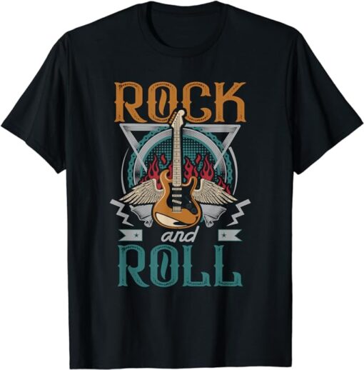 Vintage Retro 80s Rock & Roll Music Guitar Wings T-Shirt