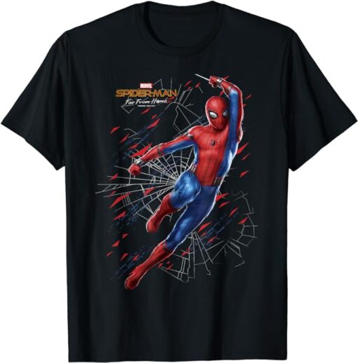 Marvel Spider-Man Far From Home Web Swing Shatter Portrait T-Shirt