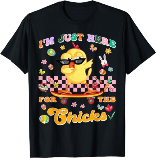 I'm Just Here For The Chicks Cute Boys Kids Toddler Easter T-Shirt