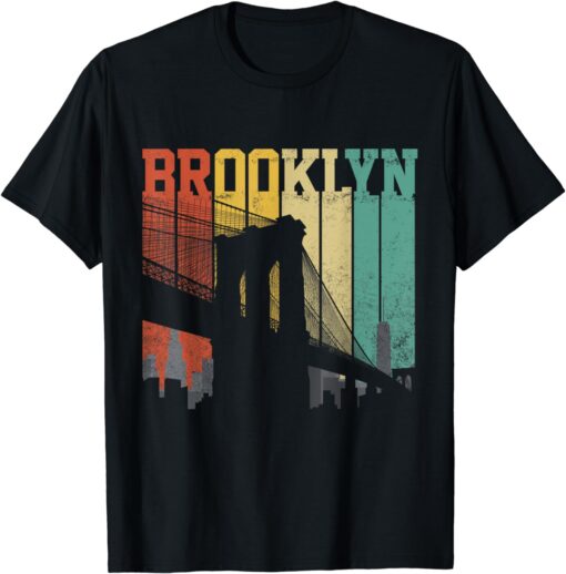 New York City Brooklyn Bridge Vintage Retro Skyline NYC NY T-Shirt