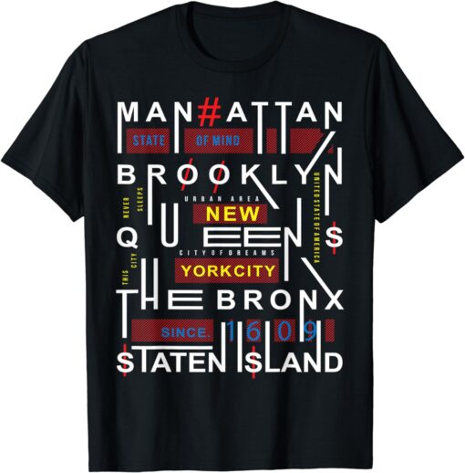 New York City Big Apple Bronx Queens Manhattan Staten Island T-Shirt