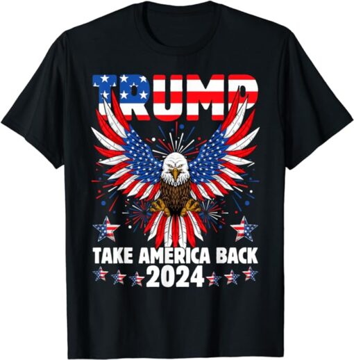 Retro Trump 2024 Take America Back American Flag Trump 2024 T-Shirt