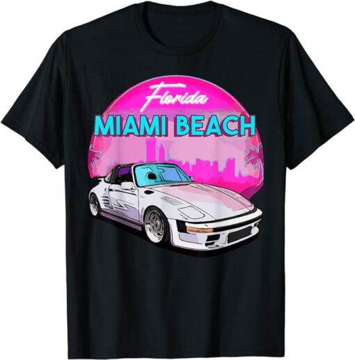 Miami Beach TShirt Florida Miami Palm Trees and Vintage Car T-Shirt