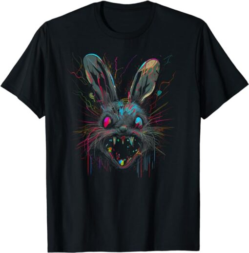 Psycho Crazy Paint Bunny Horror Easter and Halloween T-Shirt