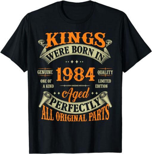 40th Birthday Gift Vintage Kings Born In 1984 40 Years Old T-Shirt