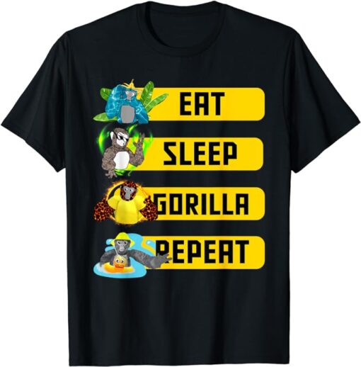 Eat Sleep Tag Repeat Gorilla VR Gamer Gorilla Monke Tag T-Shirt