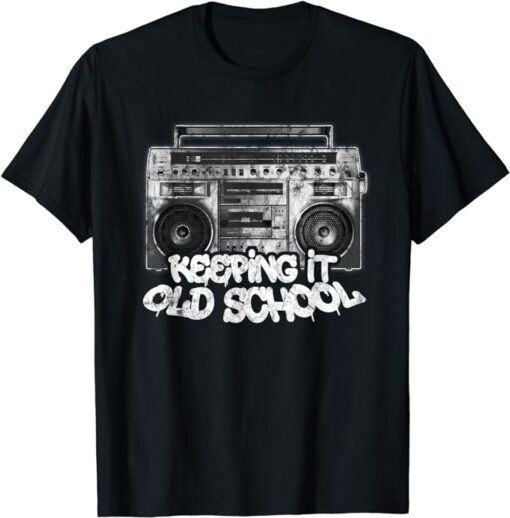 Keeping It Old School - Vintage Boombox Graffiti T-Shirt