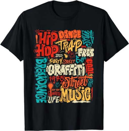 50th Music And Hip hop Graffiti Cassette Vintage Retro T-Shirt