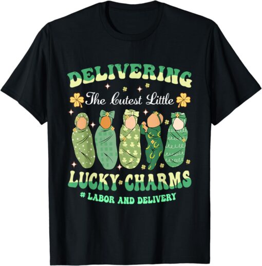 Labor & Delivery Lucky Charm Nurse Shamrock St Patrick's Day T-Shirt