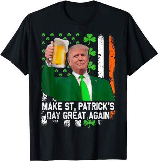 Make St Patricks Day Great Again 2024 Shamrock Boy Girl T-Shirt