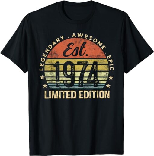 Est 1974 Limited Edition 50th Birthday Vintage 50 Year Old T-Shirt