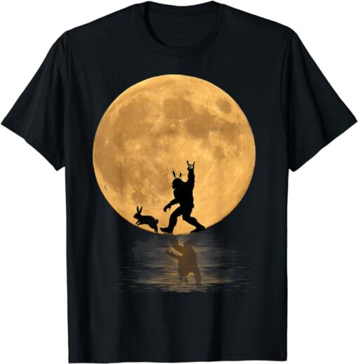 Funny Sasquatch Bigfoot Easter Bunny Bigfoot Boys kids Moon T-Shirt