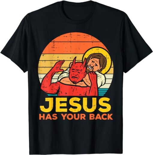 Jesus Has Your Back Jiu Jitsu Retro Christian Men Women Kids T-Shirt