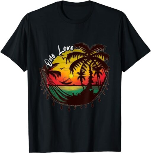 Rasta Reggae Sunset One Love Rastafari Jamaican Vacation T-Shirt