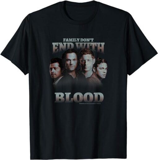 Supernatural Group Shot Family Don't End With Blood T-Shirt