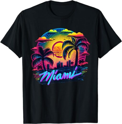 Miami Tshirt Men Florida Vibrant Colorful Miami Souvenir T-Shirt