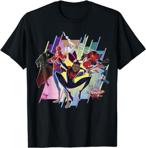 Marvel Spider-Man Spiderverse Colorful Group Graphic T-Shirt T-Shirt