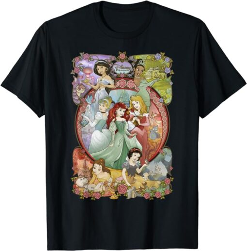 Disney Princess Classic Cartoon Group Collage T-Shirt