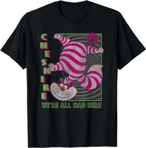 Disney Alice In Wonderland Cheshire Cat We're All Mad Here T-Shirt