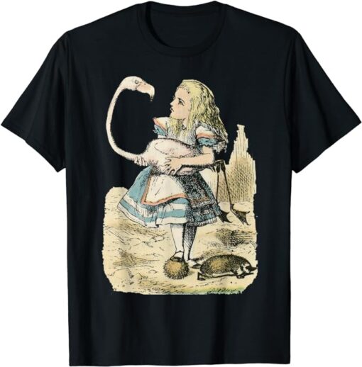 Vintage Alice in Wonderland Flamingo Croquet Illus. t-Shirt