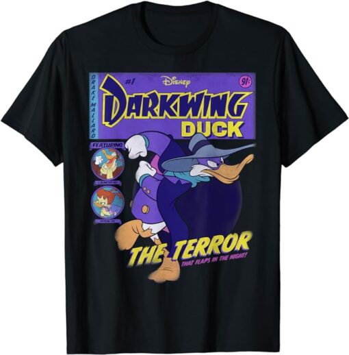 Disney Darkwing Duck Black T-Shirt: Classic Fit, Crew Neck, Adult, Short Sleeve