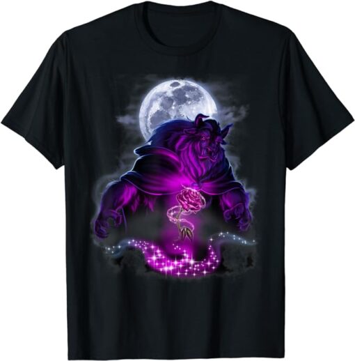 Disney Beauty & The Beast Moon Rose Airbrush Art T-Shirt T-Shirt