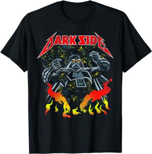 Star Wars Darth Vader Heavy Metal Flames Vintage Disney+ T-Shirt