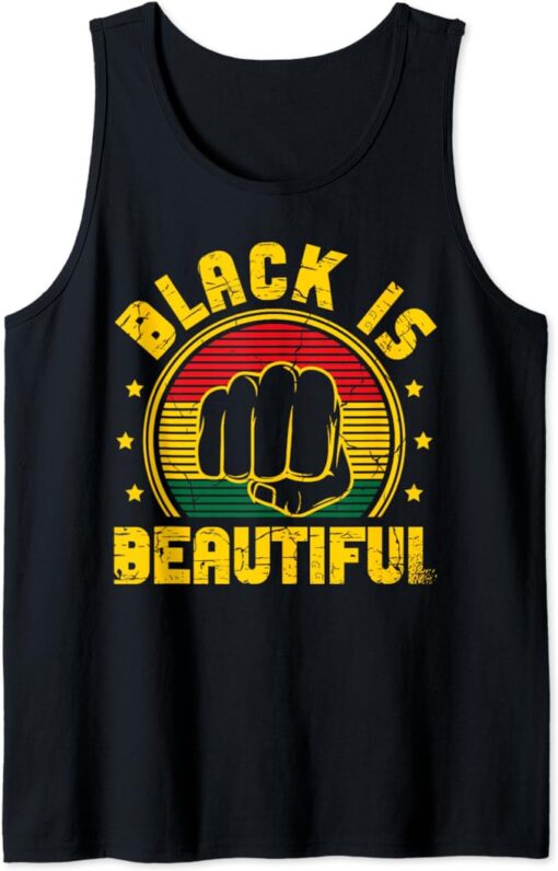 Black is Beautiful men Black History Month Tank Top