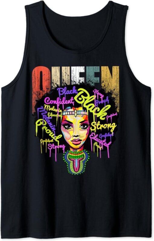 Black History T Shirts For Women - Educated African Queen Tank Top