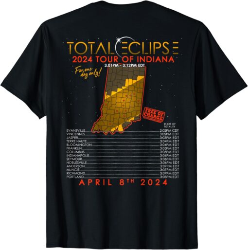 Total Solar Eclipse 2024 Tour of Indiana April 8th T-Shirt