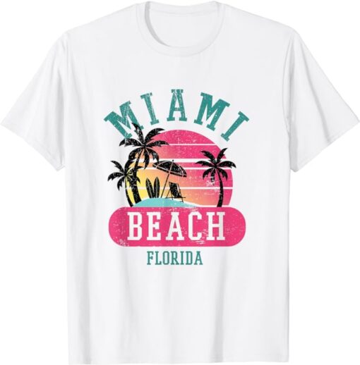 Retro Cool Miami Beach Mens Womens Florida Beaches Tee Shirt