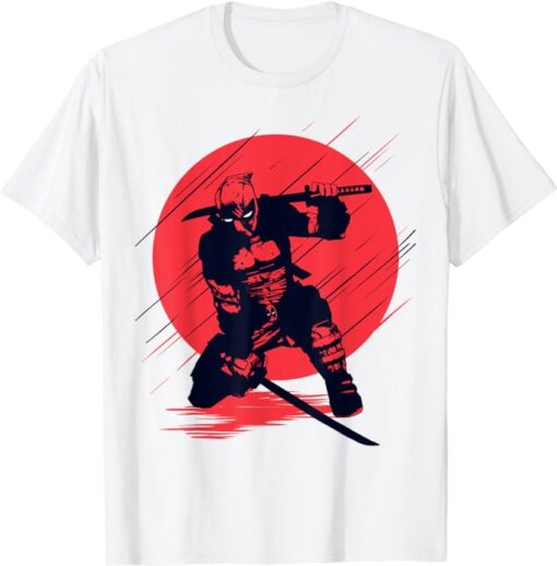 Marvel Deadpool Red Moon Samurai Graphic T-Shirt T-Shirt