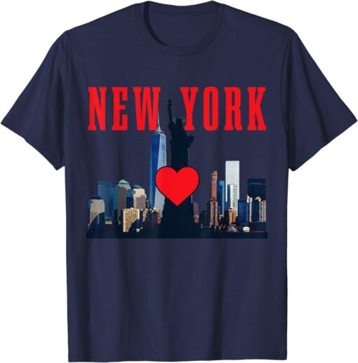 New York City NYC NY Skyline Statue Of Liberty Heart Gift T-Shirt